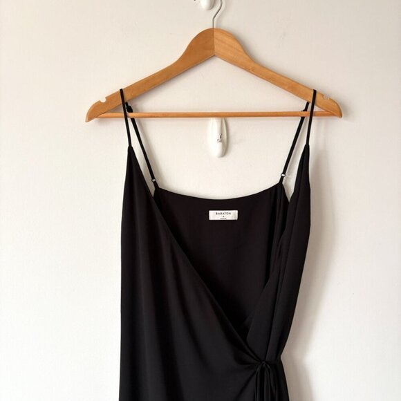 Aritzia Babaton Neval Wrap Midi Dress NWT Black Size Medium - Picture 3 of 8